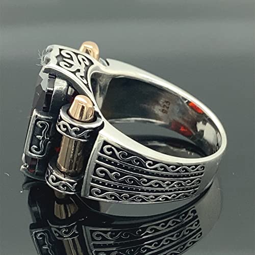 Men Handmade Ruby Stone Ring, Shiny Red Stone Ring, Ottoman Style Handmade Ring, 925K Sterling Silver Ring, Gift For Him #TOP2