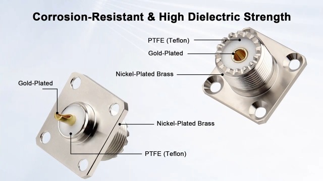 Amazon.com: SO-239 UHF Female Chassis Mount Connector, 4-Hole