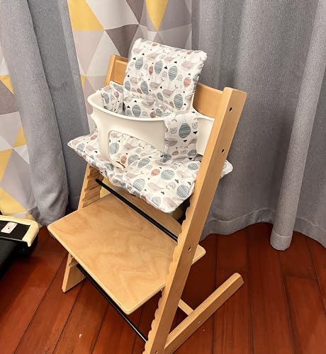 Image of Extra Padded Soft Dining Chair Seat Cushion, Wateproof & Wipe Clean Cushion for Stokke Tripp Trapp High Chair, 18 inch L x 11 inch W, Compatible & Convertible Design (Sweet Dreams-Whales & Balloons)