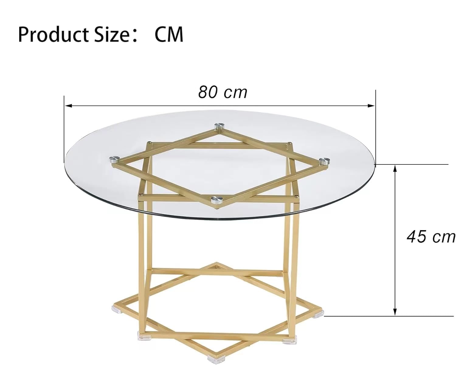 Table Basse Ronde, Table Basse Verre, Table de Salon, Table d'Appoint pour Meubles De Salon, 80×80 cm