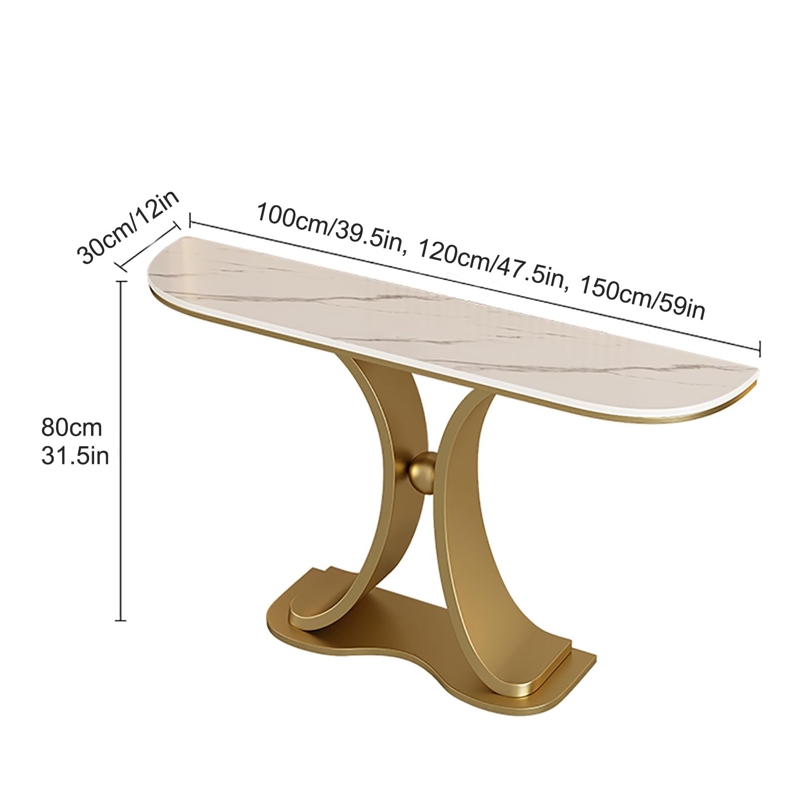 Consolle per Ingresso, tavolino Stretto e Lungo per Foyer con Base Geometrica in Metallo, tavolino d'appoggio per Soggiorno, Ingresso, corridoio, Camera da Letto (2.120 cm/47,5 Pollici)