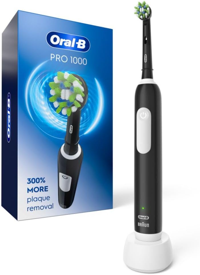 Electric Power Rechargeable Battery Toothbrush with Automatic Timer and Brush Head, Black