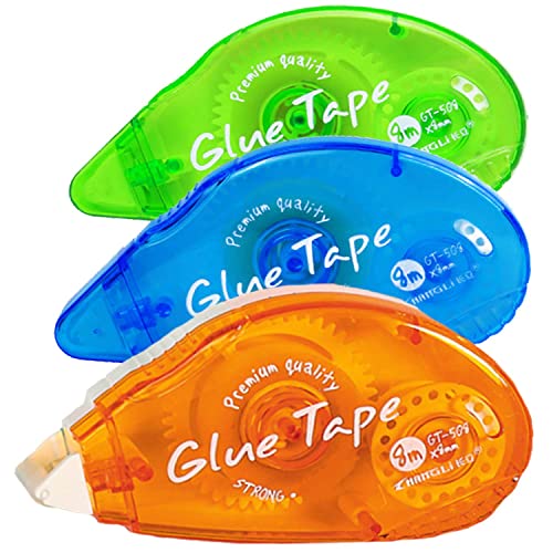 TRLREQ 3 Pack Glue Roller,8m X 8mm Double Side Adhesive Glue Tape for Crafting Cards Making Photo Album Journal Scrapbooking