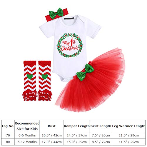 My First Valentine's Day Easter Outfit Baby Girls Romper+Ruffle Tulle Skirt+Sequins Bow Headband+Leg Warmers Socks Party Dress Up 4Pcs Photo Cake Smash Clothes Set Red-Flower Christmas 1T #TOP6