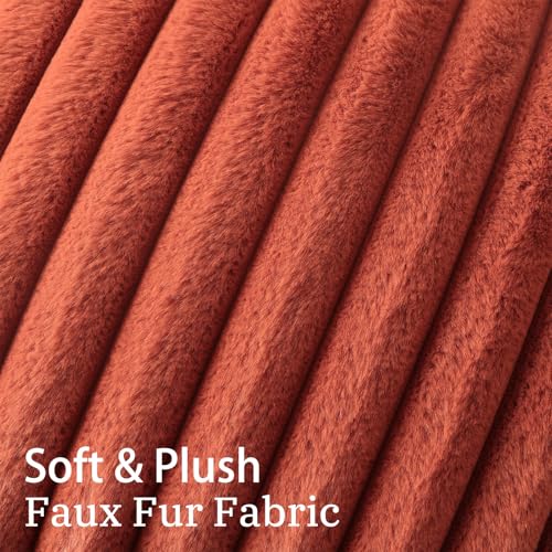 Simmore Faux Fur Striped Rust Throw Pillow Covers 20x20 Set of 2 by Simmore - Used condition - Image 2
