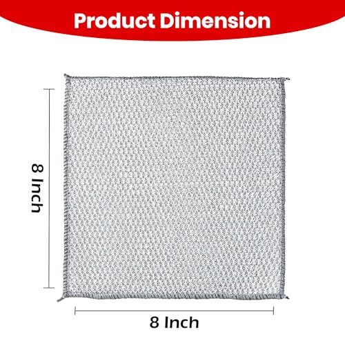 Image of Prime Pick 10 Pack Double Layered Non-Scratch Wire Dishcloth | Steel Scrubber for Utensils, Multipurpose Wet & Dry Cleaning Cloth Scrubber for Dishes, Sinks | Non Abrasive Stainless Steel Mesh Sponge