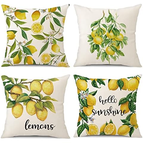 OCEUMACO Lemon Leaf Cushion Covers Set Cover