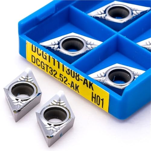 10 piezas DCGT11T302-AK H01 DCGT11T304-AK H01 DCGT11T308-AK H01 Insertos de carburo for aluminio, insertos de torneado Cuchillas de torneado CNC for torno Máquinas herramientas de torneado Inserto de