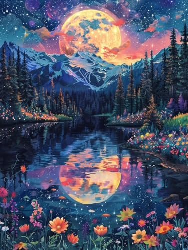 Peinture Diamant Adulte Lac grand format DIY avec perles de cristal et broderie point de croix
