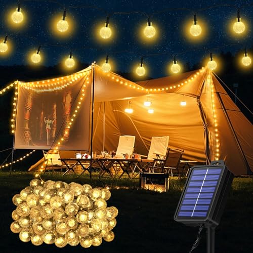 Realky Guirnaldas Luces Exterior Solar, 18M 100 LED , 8 Modos IP65 Impermeable Cadena de Decoración para Jardín, Terraza, Navidad, Patio, Fiesta (Blanco Cálido)