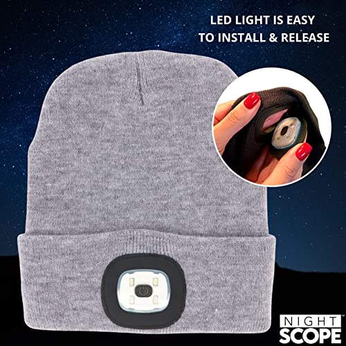 Image of Classic Rechargeable LED Warm Knit Beanie Head Light Hat Headlamp for Outdoor Activities