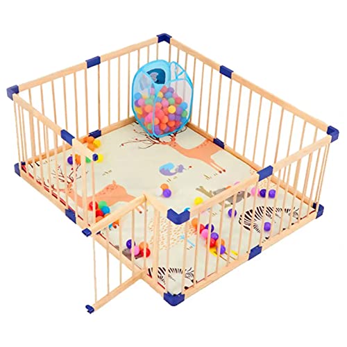 Jolan Baby Playpen Large, Wooden Baby Fence with Door, Easy to Install and Remove, Child Safety Safety Playard Playpen, Indoor/Outdoor, Crawling Fence, 61cm High, Many Sizes,110×110cm