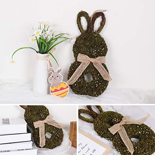 image for RECUTMS Easter Bunny Wreath Artificial Spring Garland for Hanging Outd