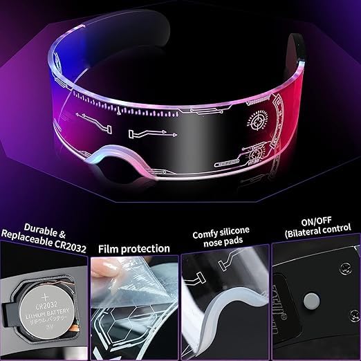 Image of Luminous Multi-colored LED Glasses for Party | Light LED Goggles for Party Night Bar Club Christmas New Year | 7 Colors 4 Modes Futuristic Glasses | Modern Stylish Goggles
