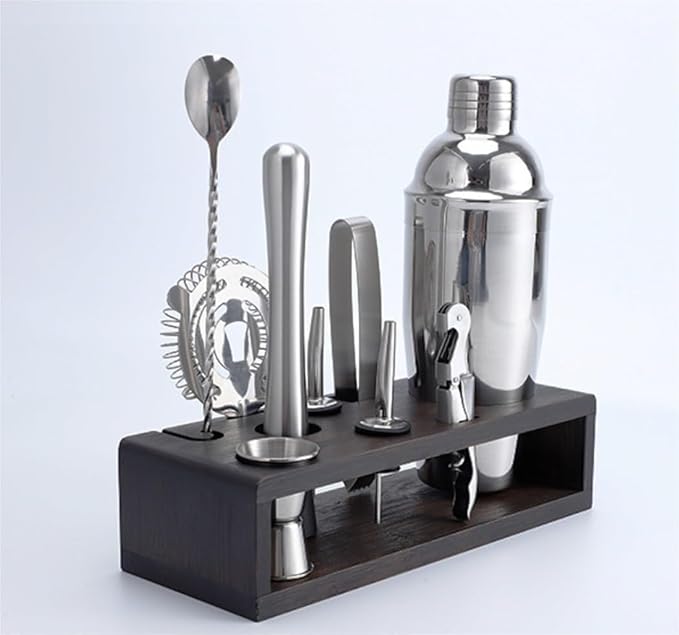 Set de Bartender 10 Piezas Coctelera Acero Inoxidable con Stand miniatura 5