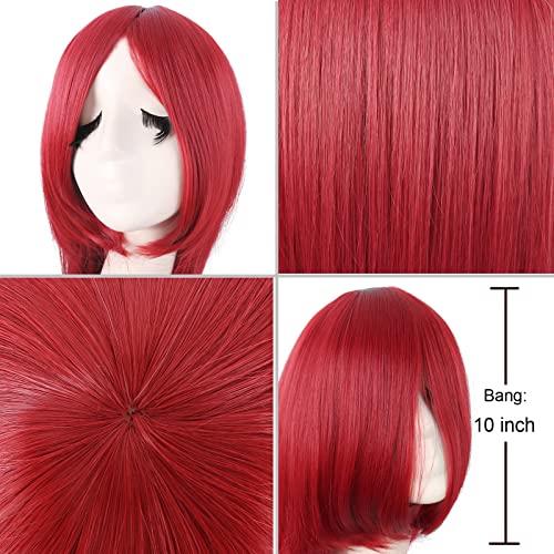 Image of MapofBeauty 40 Inch Oblique Bangs Anime Long Straight Wig, Red