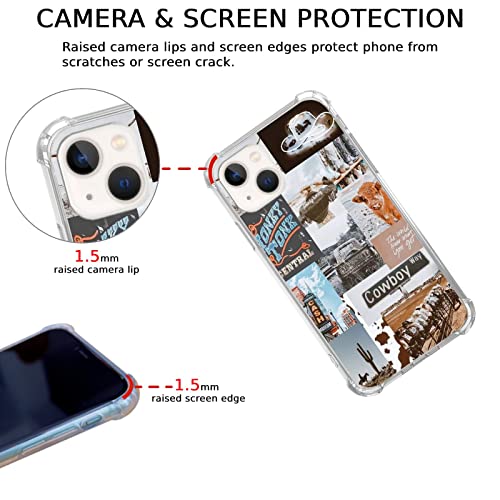 Voisgufley Aesthetic Cowboy Cowgirl Western Country Case Compatible With Iphone 13, Hippie Cowboy Case For Iphone 13 For Teens Men #TOP2