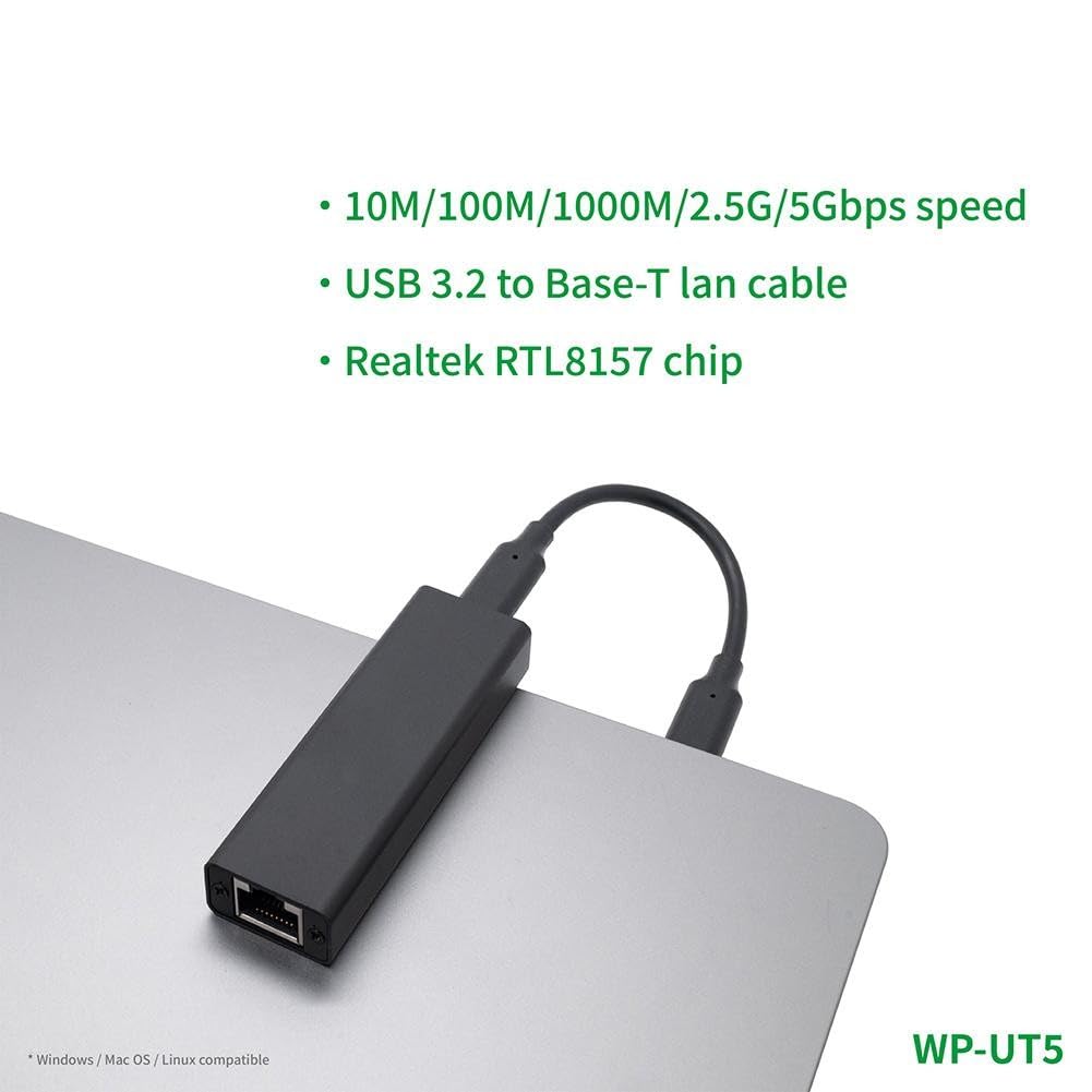 Adattatore Ethernet da USB 3.2 a 5GbE, chip Realtek RTL8157, scheda di rete ad alta velocità da 5 Gbps con cavo diviso design 11, per Linux