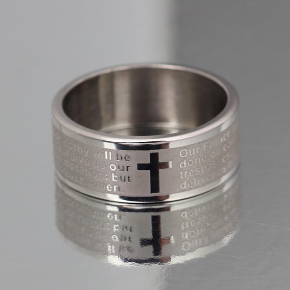 ZENSE - Anello da uomo con incisione del Padre Nostro e croce latina ZR0152