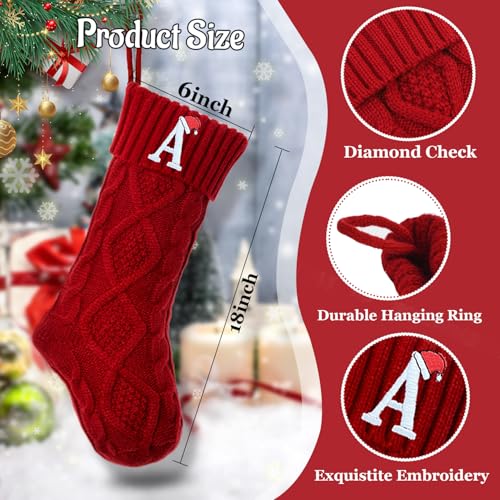 Ulico-Christmas-Stockings-with-Initials-18-Large-Embroidered-Monogram-Knit-Christmas-StockingXmas-Stocking-for-Kids-Holiday-and-Family-Stocking-for-Fireplace-or-Party-Decoration-Red-Letter-A Ulico Christmas Stockings with Initials 18 Large Embroidered Monogram Knit Christmas StockingXmas Stocking for Kids Holiday and Family Stocking for Fireplace or Party Decoration Red Letter A