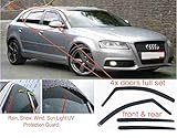 Deflectores de viento internos de fácil ajuste en canal compatibles con Audi A3 S3 RS3 MK2 5 puertas (tipo 8P) 2003 2004 2005 2006 2007 2008 2009 2010 2011 2012
