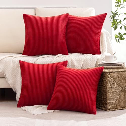 Image of MIULEE Soft Corduroy Decorative Throw Pillow Covers Christmas Red 20x20