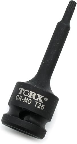 TEMO T25 3 pulgadas de largo Torx Star 6 puntos Negro Impact Bit Socket Herramienta de reparación automática 12 pulgada Square Drive