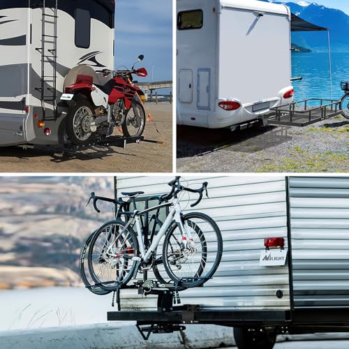 Image of Nilight RV Bumper Hitch Receiver, Height Adjustable Trailer Hitch Adapter, 2 inch Receiver for RV Bumper, Heavy Duty Steel RV Hitch for Cargo Carrier Bike Rack Trailer Towing Ball Mounts