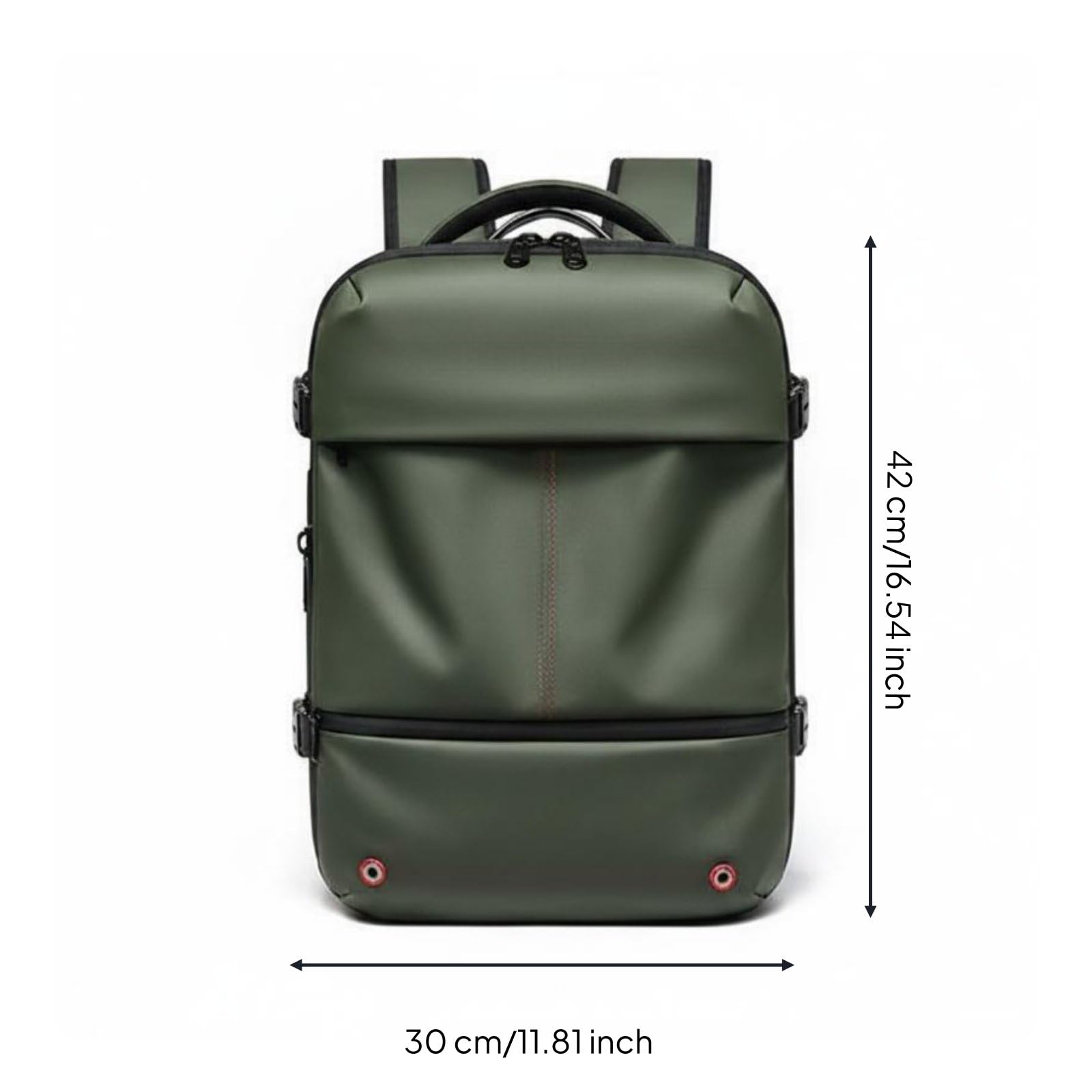 Zaino da Viaggio Donna Zaino Borsa Valigia Trolley con Scomparto Portatile 40cm Espansione Bagaglio Gestione Cavi USB, Verde, Verde Militare Piccolo, 16 Pollici