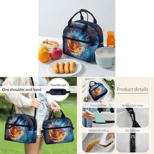 Fire Basketball Backpack for School Boy with Lunch Bag Pencil Case and Zipper Book Cover Laege Capacity Backpacks Set 4 in 1 Birthday Gifts for Sons2