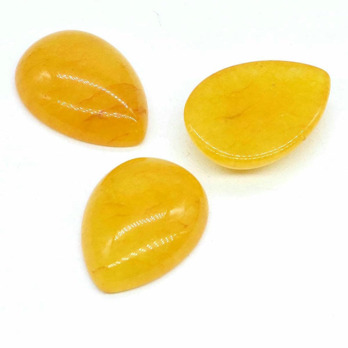 Cuentas sueltas en forma de gota de agua de 18 x 25 mm, piedra de cristal natural con parte trasera plana, espaciadores de camafeo para hacer joyas, colgantes y collares - Jade amarillo - 50 unidade