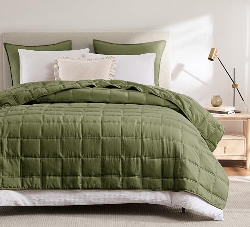 R.SHARE Couvre Lit 2 Personnes 300x270 cm, Dessus de Lit 2 Personnes Vert, Jeté de Lit Boutis Matelassage à Carreaux Douce, Couverture Matelassé de Lit...