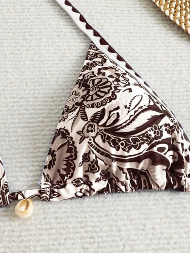 Image of BYFINECANY Women's Floral Printed Bathing Suit Halter Paisley Summer Swimsuit Bikinis Set
