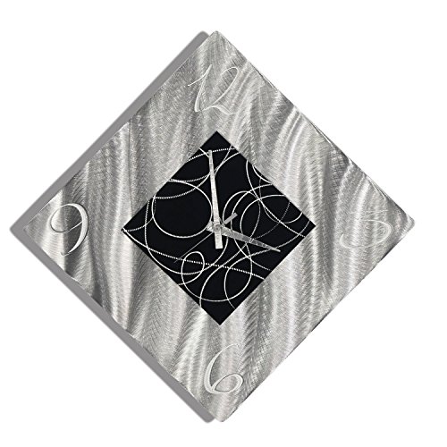 Statements2000 Silver & Black Metal Wall Clock - Contemporary Metal Wall Art Decorative Clock By Jon Allen - Allay Clock #TOP5