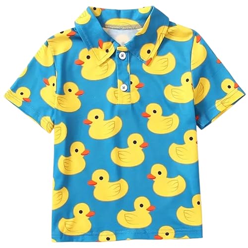Image of Kids Easter Pattern Multi-Colored Printed Short Sleeve Button-Up Polo Shirt for Boy