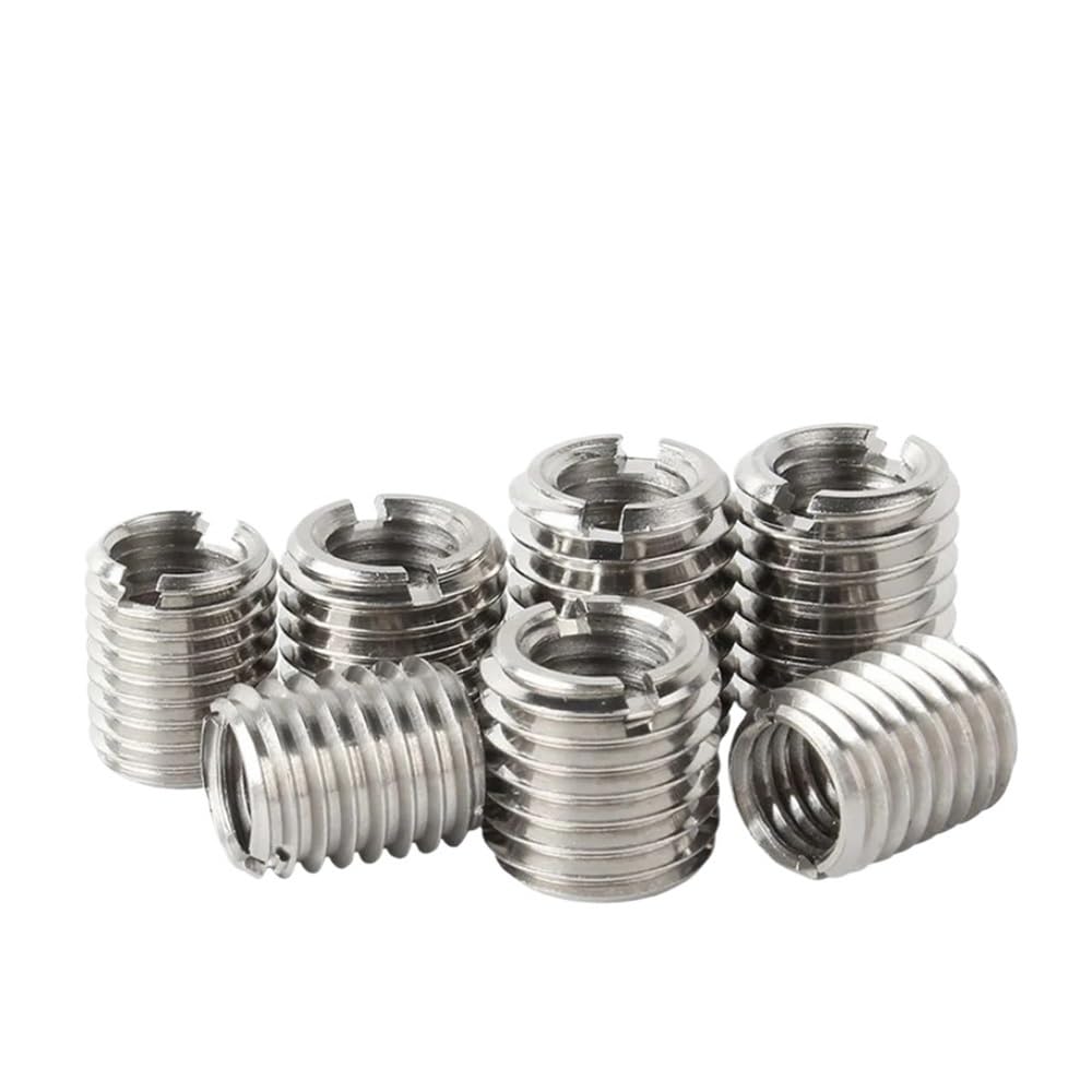 2/5/10pcs 304 Stainless Steel Slotted Inside Outside Thread Adapter Screw M2-M12 Wire Thread Insert Sleeve Conversion Nut Coupler Metal Screws(M8-M12X15X2pcs)