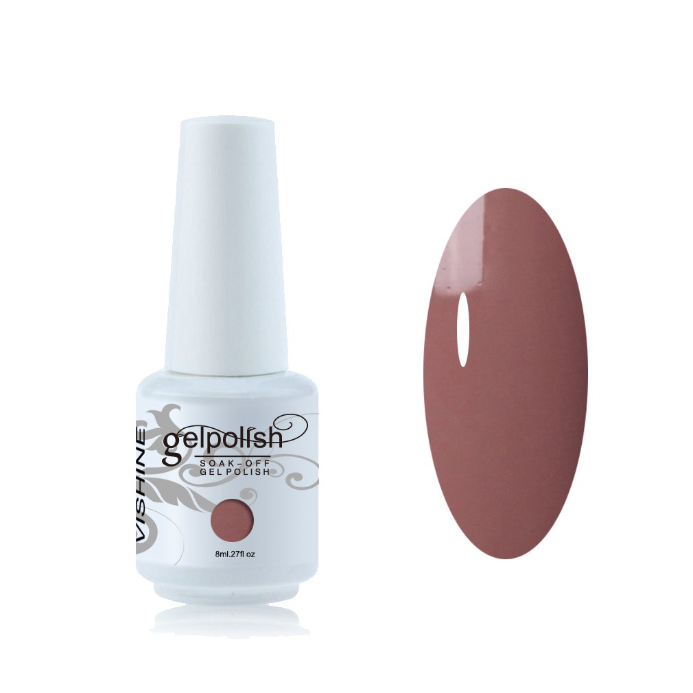 Vishine Semi-Permanent Nail Polish Soak-Off UV LED Manicure Gel Polish 10 ml Pink Brown #213