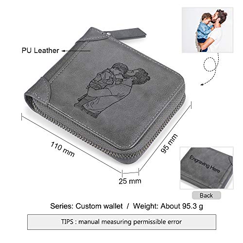 JewelOra Personalized Photo Wallet, Custom Photo Wallets for Men, Men's Zipper Wallet Customized Wallet for Father,Dad,Son,Boyfriend(Zipper 2)4