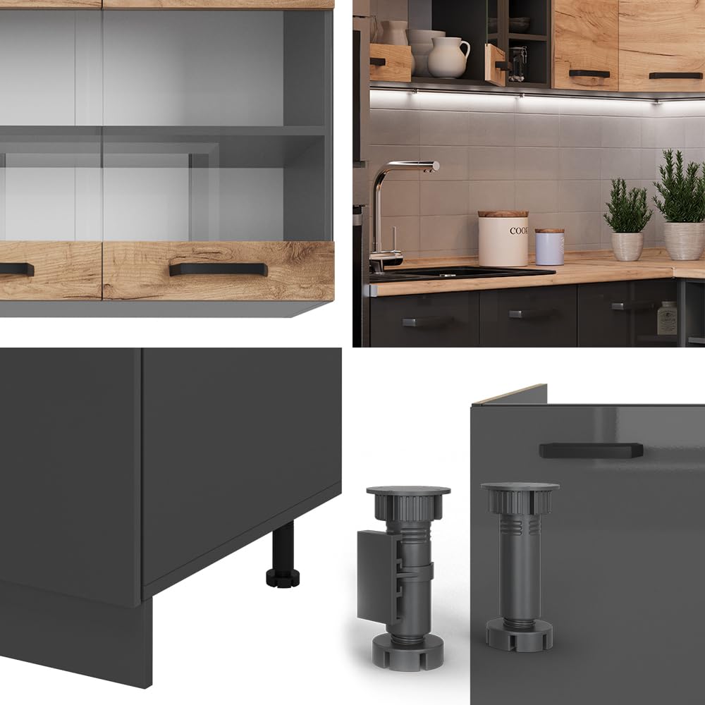 Vicco Kuchnia narożna R-Line Antracyt-dąb Goldkraft/Antracyt 247x237 cm