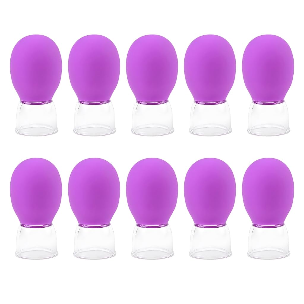 sodeber 10Pcs Glass Cupping Set Facials Cups Silicone Vacuum Suction For Face Skin Back Arm