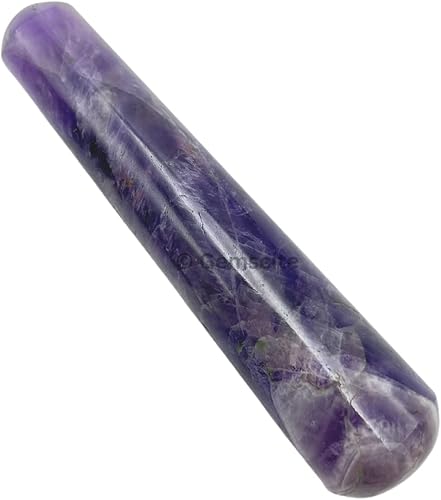 Miniatura 3 de Varita de masaje de amatista con piedras preciosas  Imagen redondeada de cristal raíz chakra Kundalini Yoga Activador Varita 4"