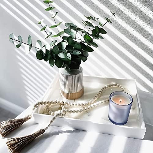 WUWEOT White Square Tray, 30cm Acrylic Serving Tray, Coffee Table Breakfast Tray, Decorative Perfume Tray Cosmetics Organizer with Handles for Living Room Bedroom Kitchen Bathroom Countertop