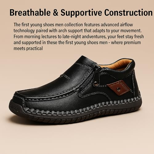 The First Young Mens Handmade Premium Leather Slip-On Driving Boots – Non-Slip Breathable Travel & Outdoor Shoes2