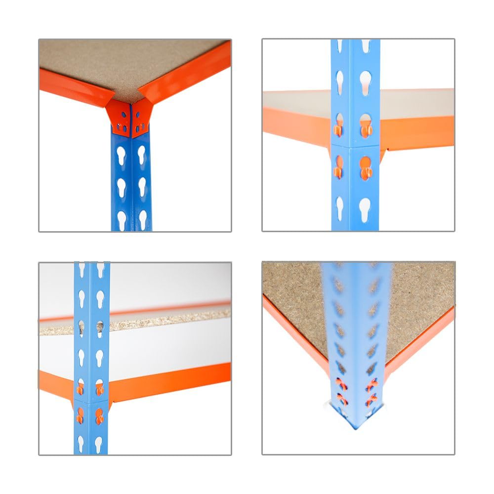 PROREGAL Schwerlastregal MULI | HxBxT 180x80x30cm | 5 Fachböden | Fachlast 150kg | Blau-Orange | Lagerregal Kellerregal Werkstattregal Metallregal Fachbodenregal Steckregal
