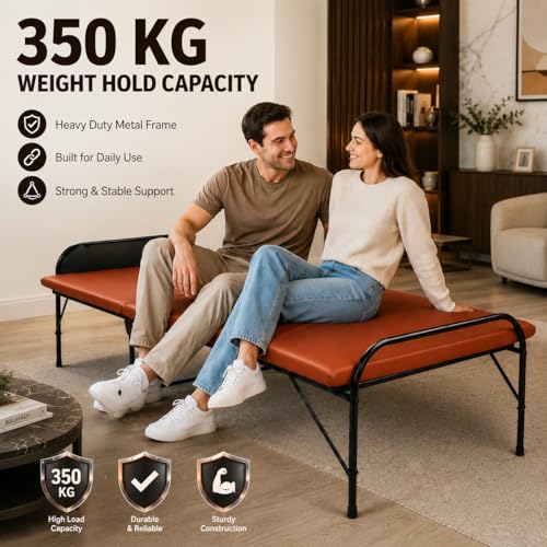 Image of Nattnak Folding Bed with Mattress Heavy Duty Foldable Cot Bed for Adults, Portable Metal Single Bed with Strong Frame for Guest Room Home Use (2.5ft x 6ft)