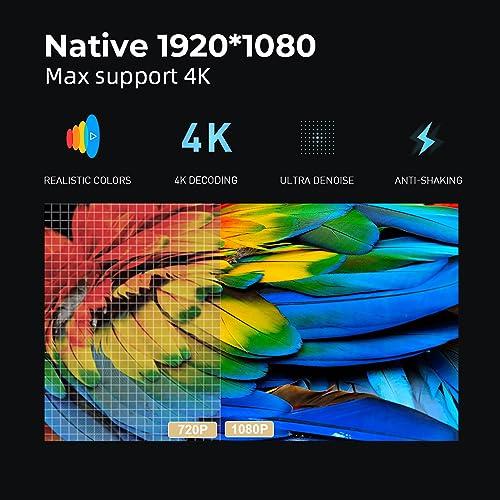Beamer,18000Lumen,Mini Projektor Bluetooth 4K Full HD 1080P,Autofokus/Trapezkorrektur6D, Android 9.0,Heimkino Video Beamer Unterstützung kompatibel mit Smartphone/Laptop /MP3 /MP4 – Bild 3
