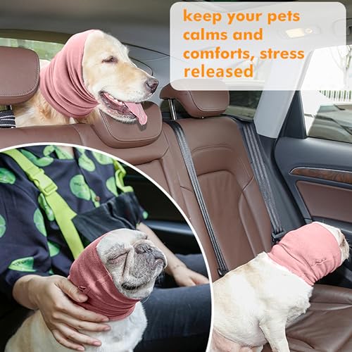 Lelepet Ohrenschutz für Hunde, Hunde Gehörschutz, Beruhigender Kapuzenpullover, Hund Ohrenschützer zur Geräuschreduzierung, Hundehals und Ohrenwärmer, Hund Ohrenpflege Lärmschutz, Rosa S