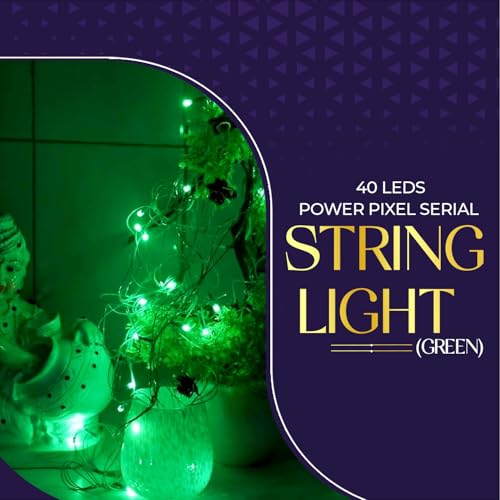 Image of Lexton 40 LED Power Pixel Serial String /Fairy Light | Plug Sourced | Suitable for Home & Outdoor Decoration, Diwali, Christmas, Ramadan, Wedding, Party, Festival (Pack of 2, Green)