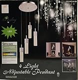 LED 4 Light Adjustable Pendant Modern Light Fixture Chandelier Chrome Crystal