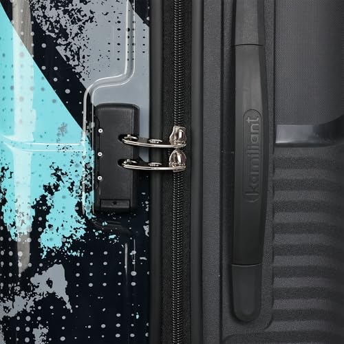 Image of Kamiliant by American Tourister ATHER|Printed Check-in Trolley Bag Large Size (79 cms) for Travel| Hard Case Polypropylene (PP) Suitcase|360 8-Wheel Spinner Luggage Trolley|Combination Lock|Black
